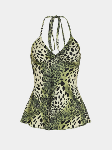 Savannah Leopard Satin Halter Top