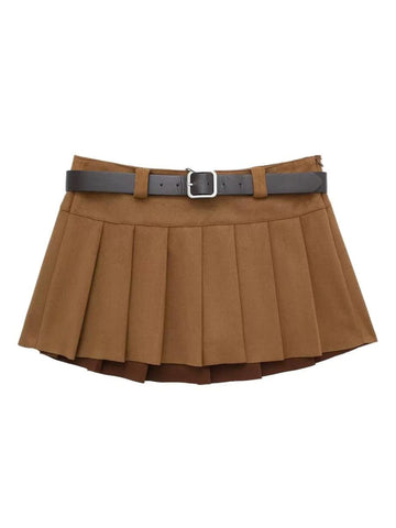 Wrenna Faux Fur Pleated Mini Skirt