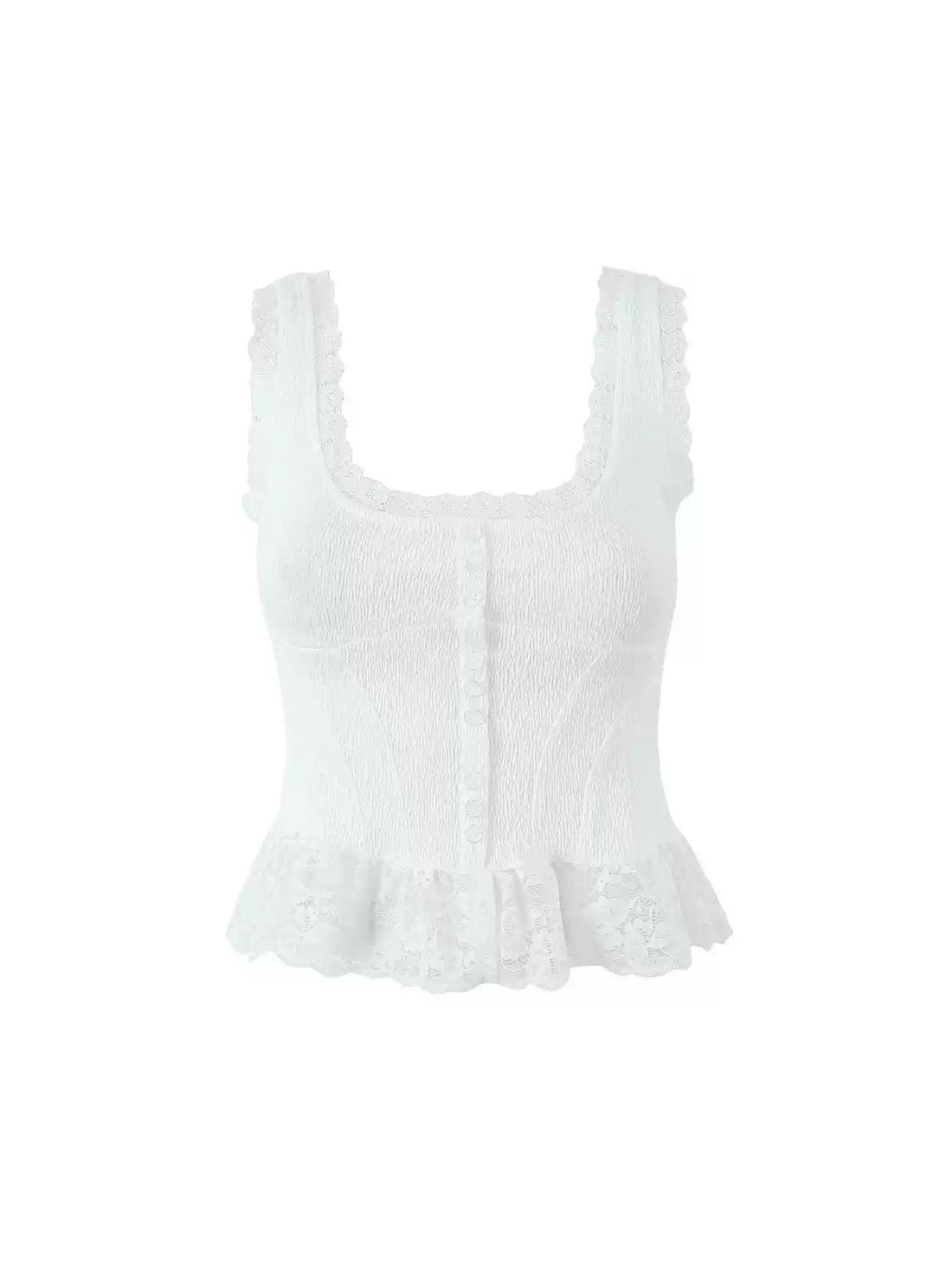 Amelia Lace Trim Button-Up Top