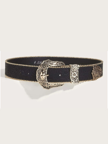 Carly Floral Embossed Leather Belt