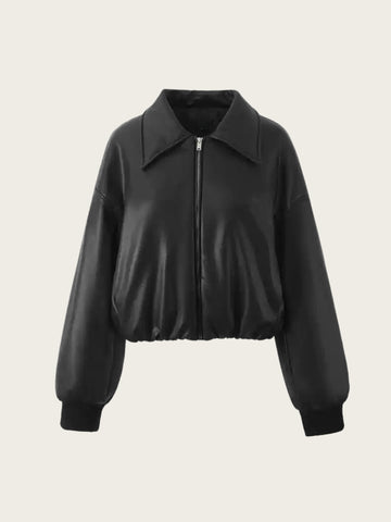 Natalia Faux Leather Bomber Jacket