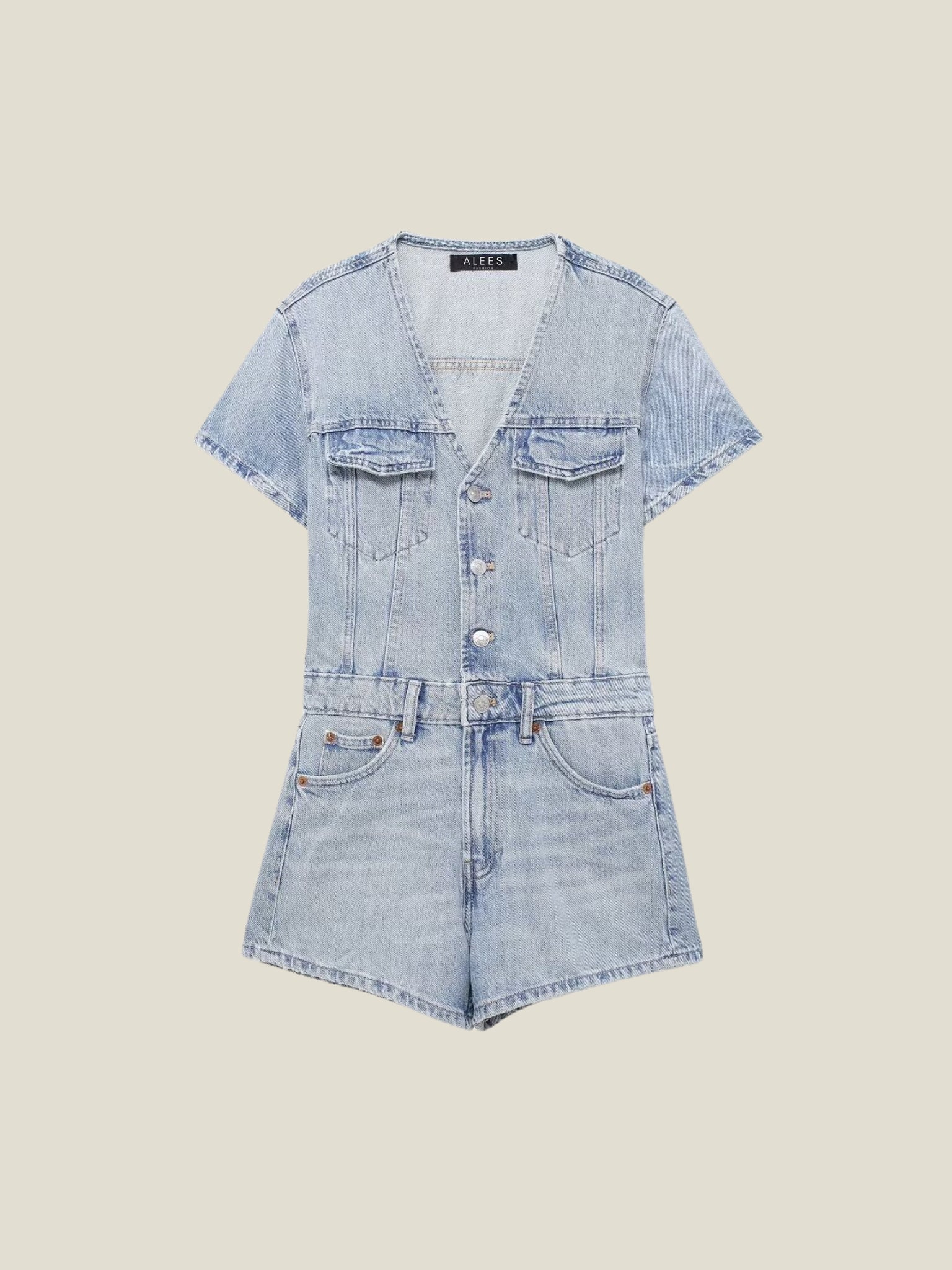 Anette Short Sleeve Denim Romper