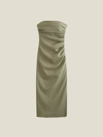 Samantha Strapless Ruched Midi Dress