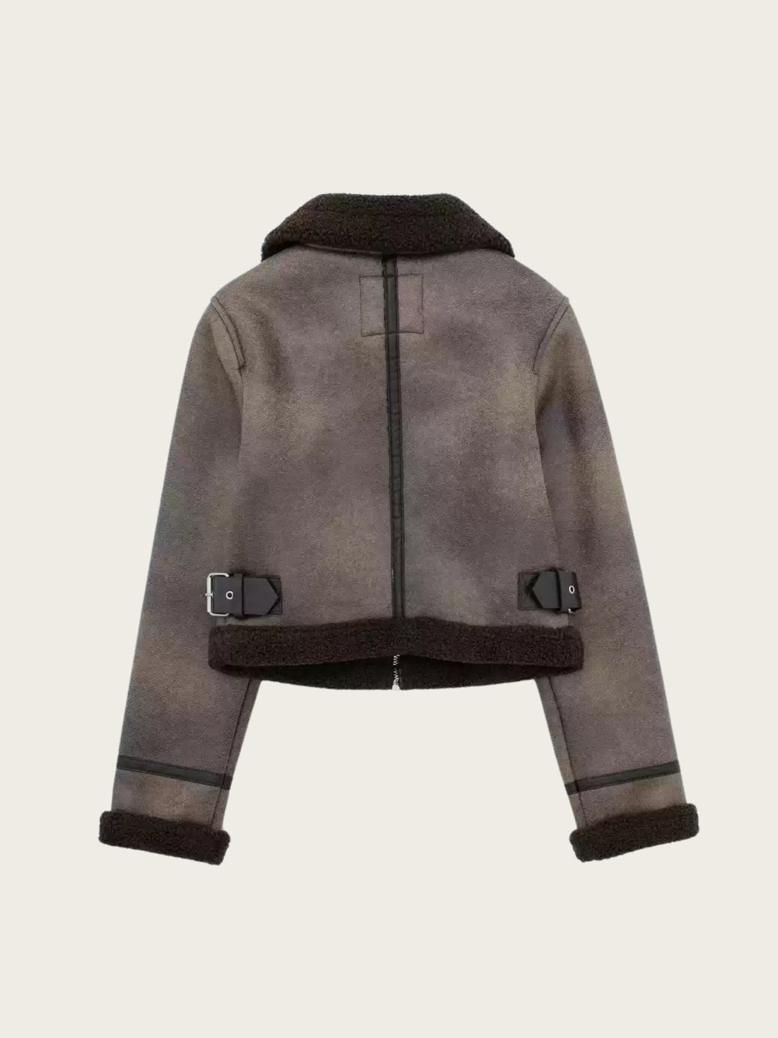 Zyanya Faux Leather Sherpa Aviator Jacket