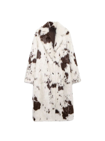 Teya Faux Fur Cow Print Coat