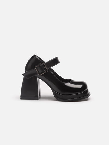 Sagan Faux Leather Chunky Heels