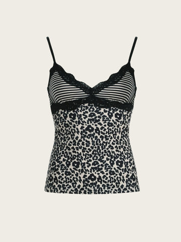 Roma Striped Leopard Camisole