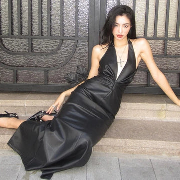 Zainab Faux Leather Maxi Dress