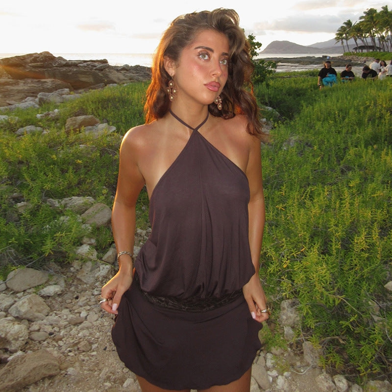 Taylin Halter Lace Mini Dress