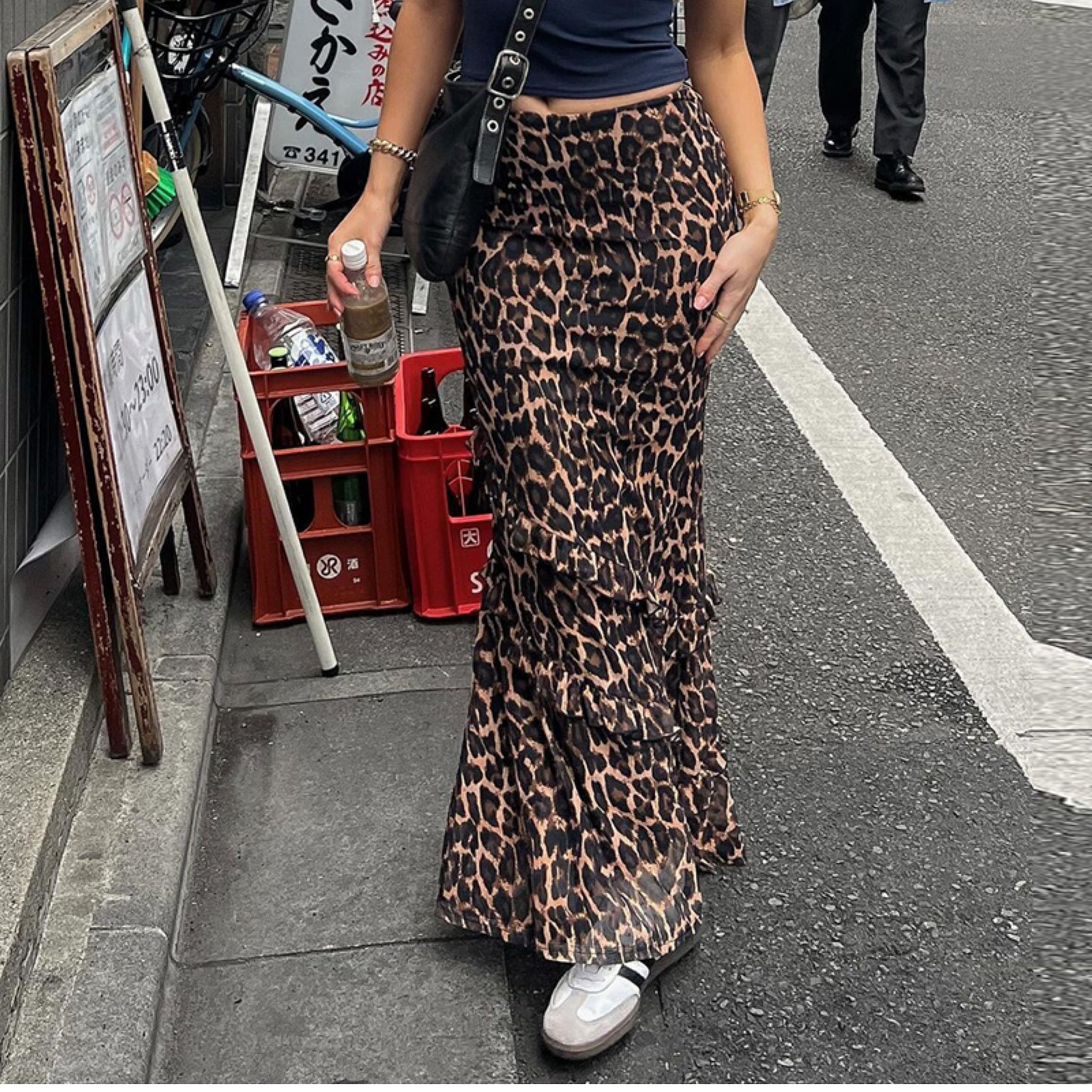 Ahria Mesh Leopard Maxi Skirt