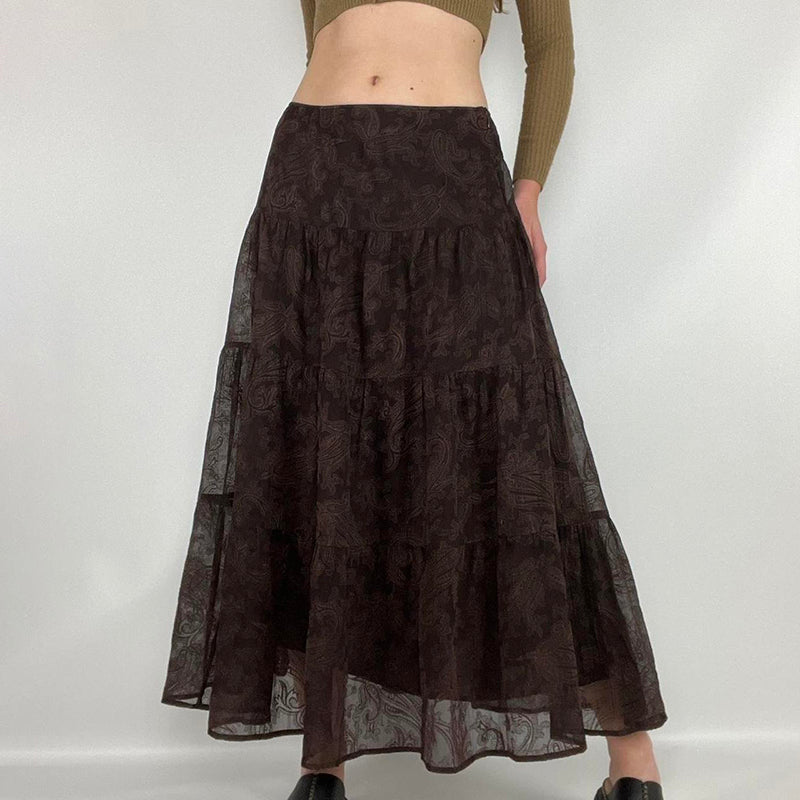 Leila Tiered Mesh Maxi Skirt