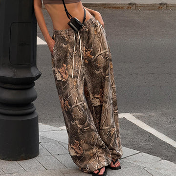 Dakota Camo Print Wide-Leg Pants