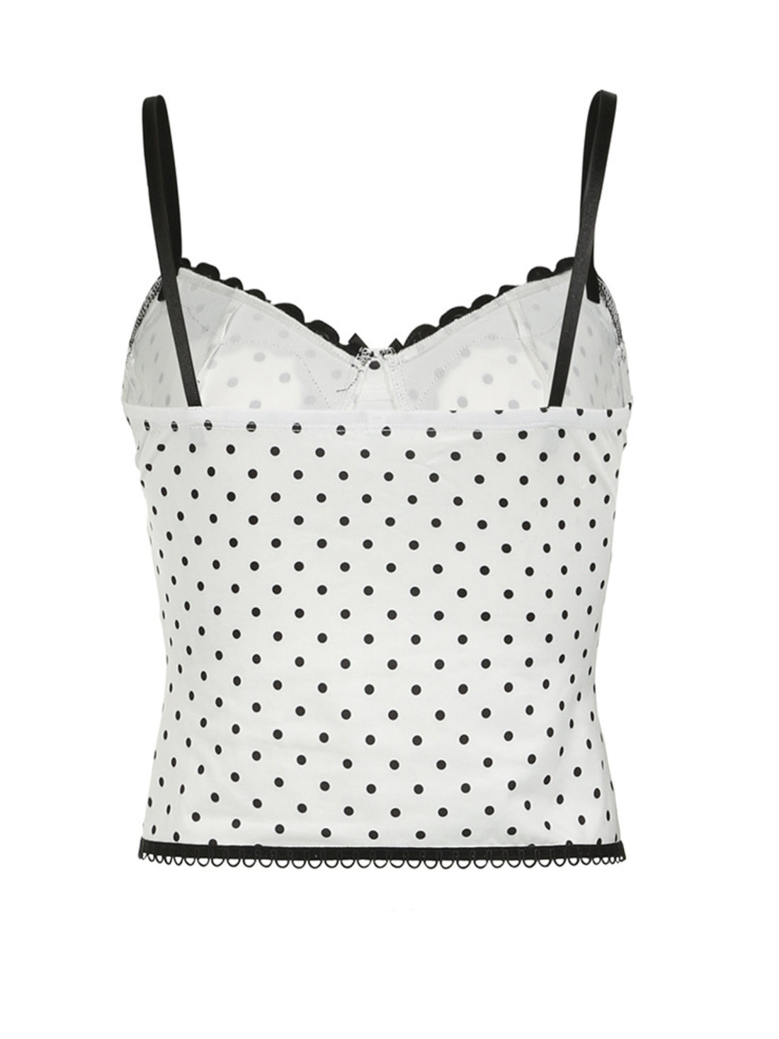 Karime Polka-Dot Lace Detailed Corset Top