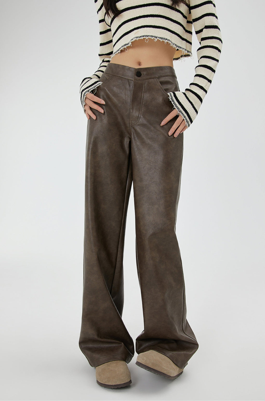 Zissy Faux Leather Wide Leg Pants