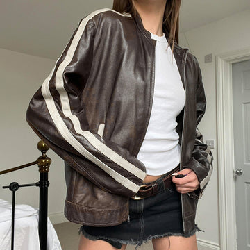 Harper Faux Leather Track Jacket