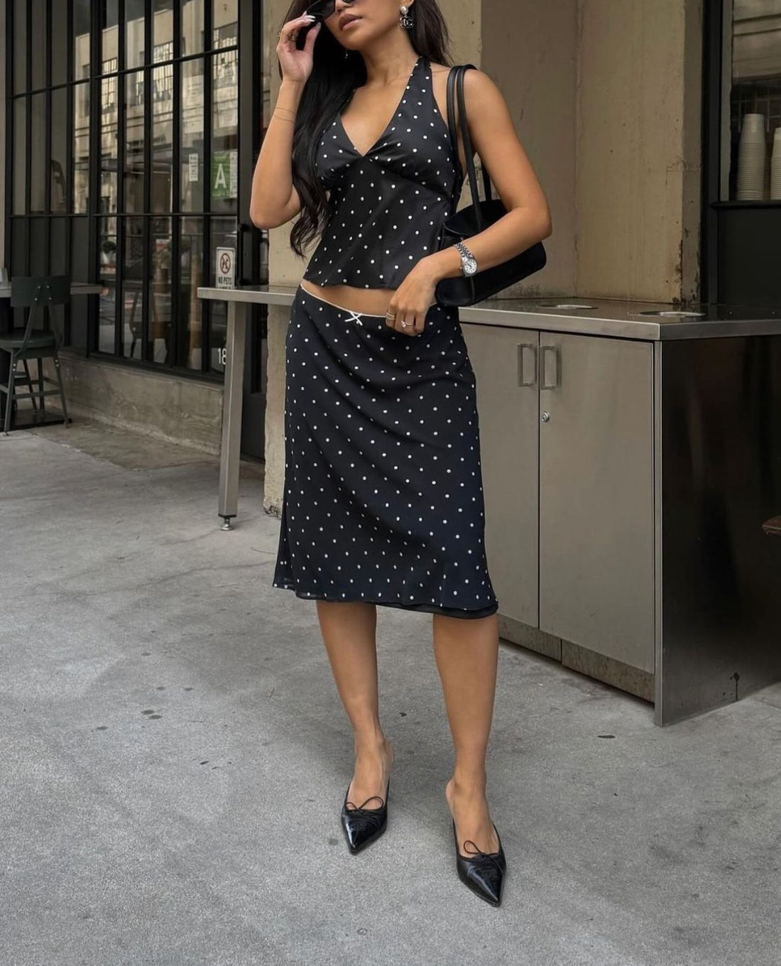 Tyasia Polka Dot Midi Skirt Set