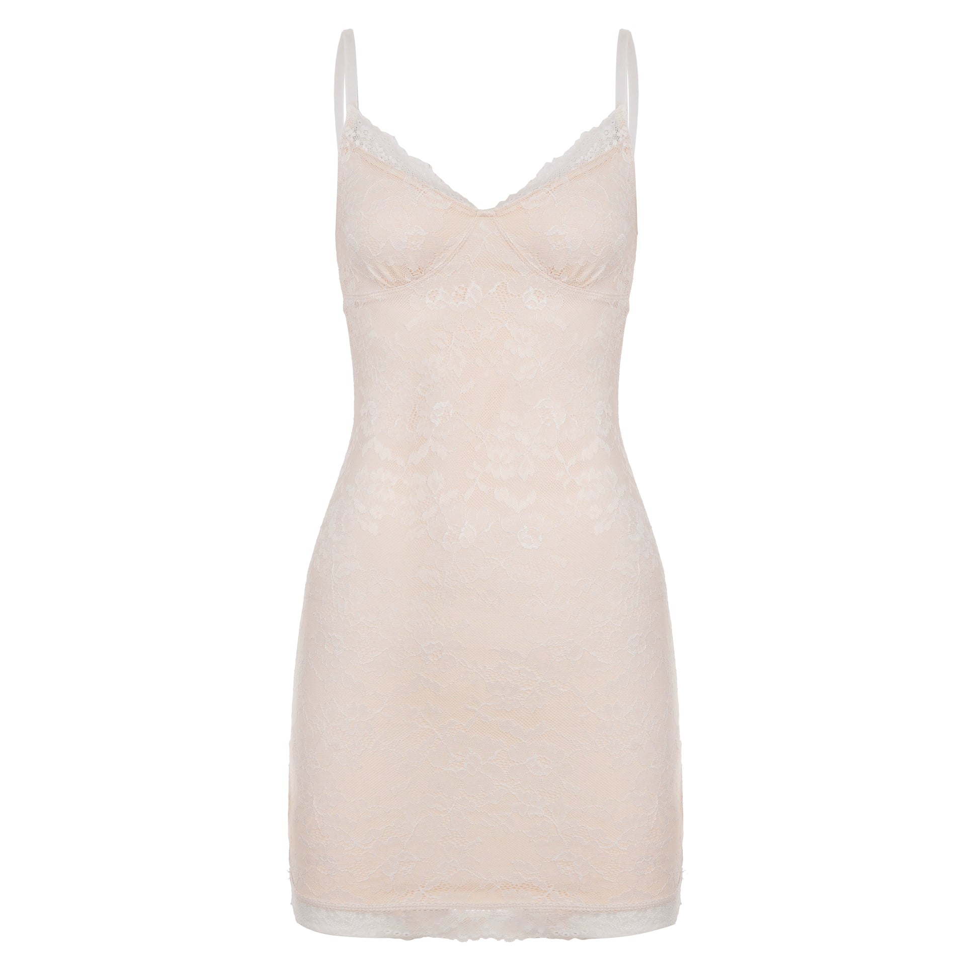Jaylanie Lace Slip Mini Dress - Nude