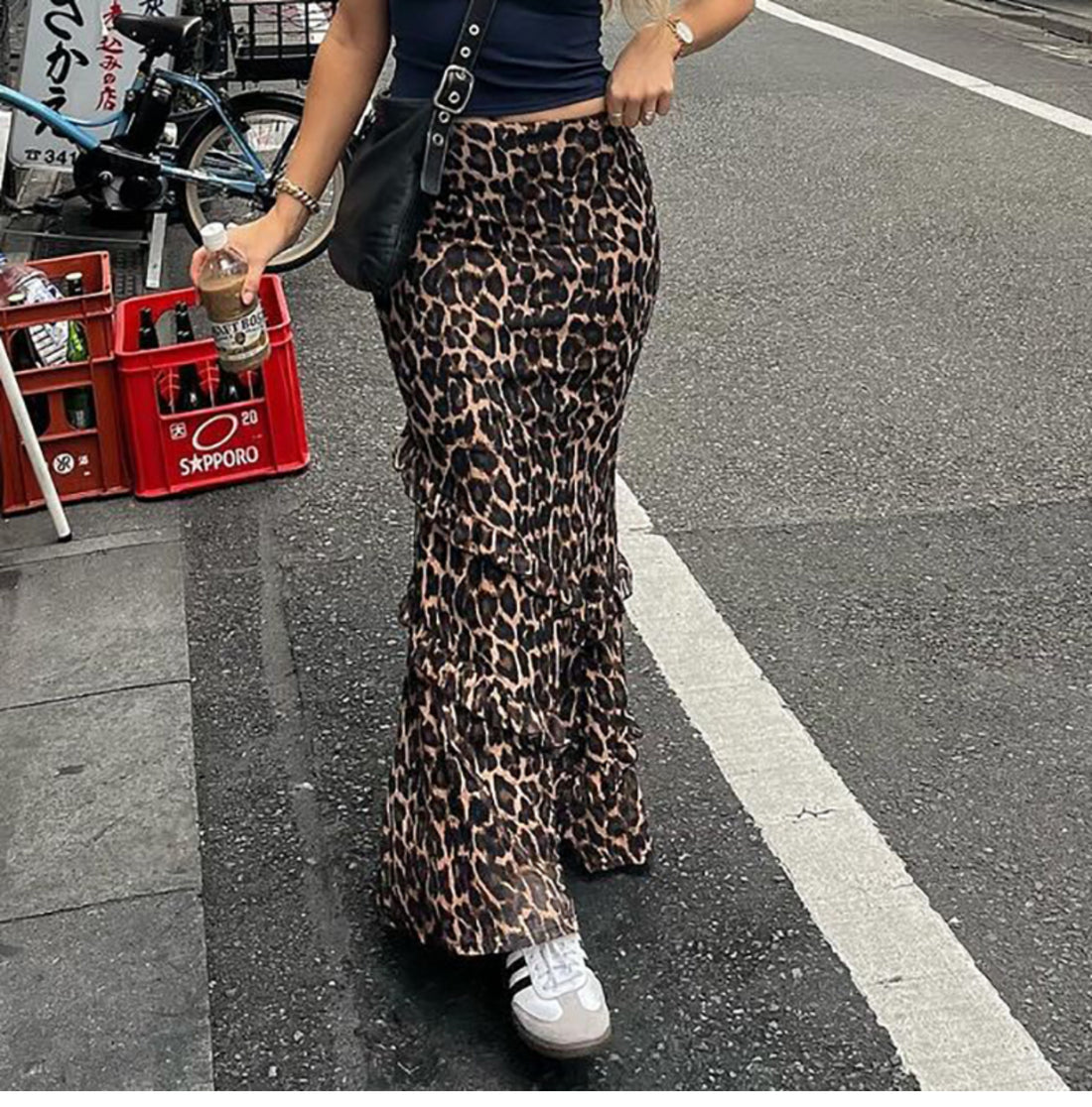 Ahria Mesh Leopard Maxi Skirt