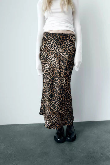 Ikhlas Leopard Print Maxi Skirt
