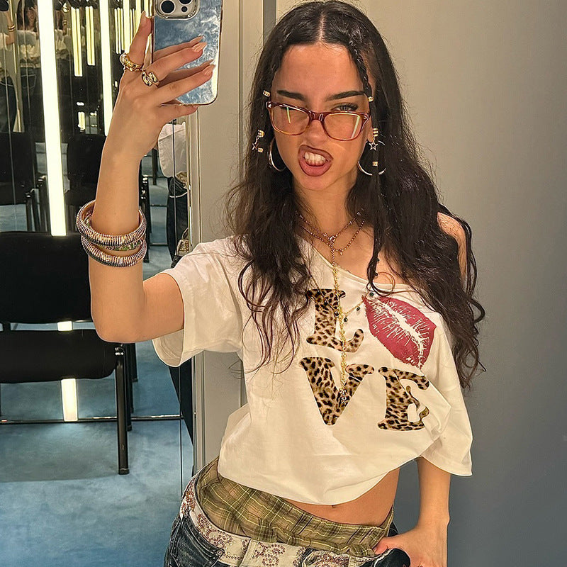 Talia Letter Print Crop T-Shirt
