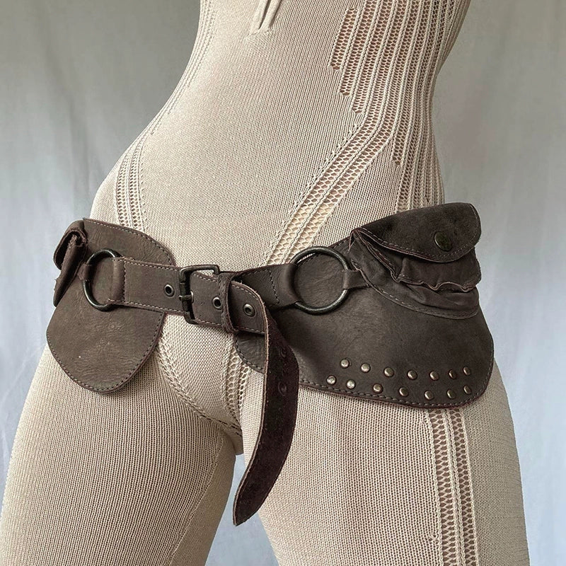 Korina Brown Rivet Pin Belt / 108Cm