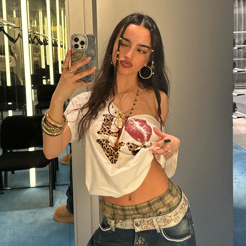 Talia Letter Print Crop T-Shirt