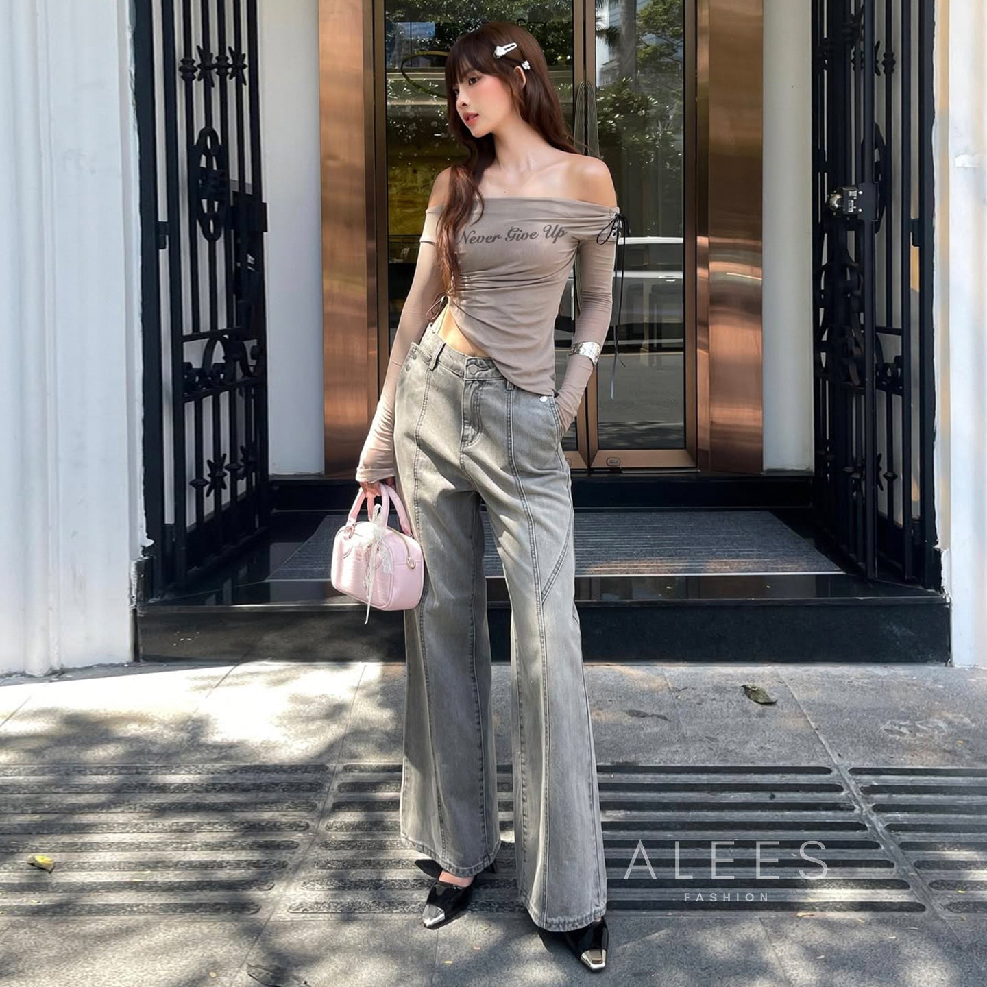 Adilynn Graphic Off-Shoulder Top