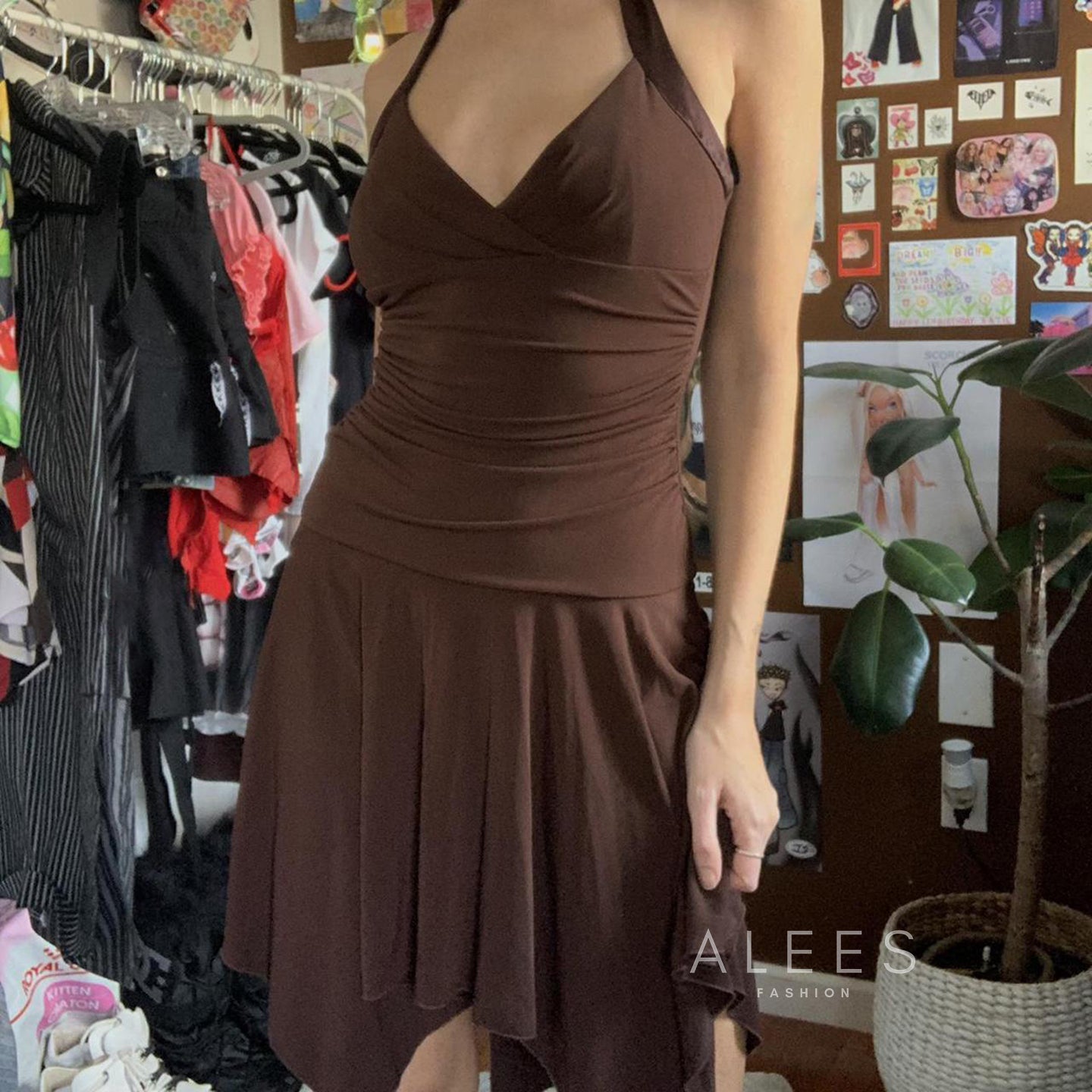Ariabella Ruched Halter Mini Dress