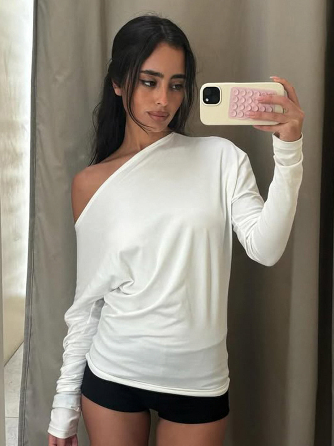 Carrington One Shoulder Long Sleeve Crop Top