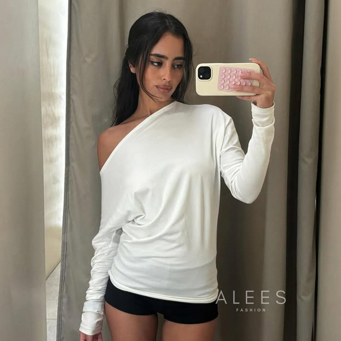 Carrington One Shoulder Long Sleeve Crop Top