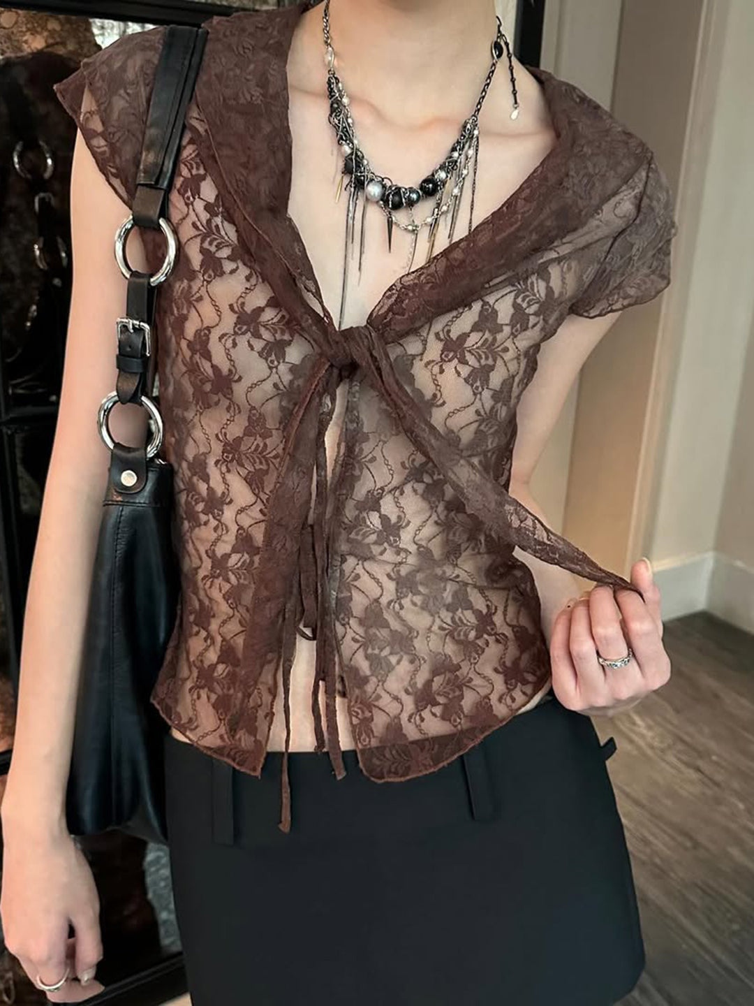 Nivea Sheer Lace Tie Top