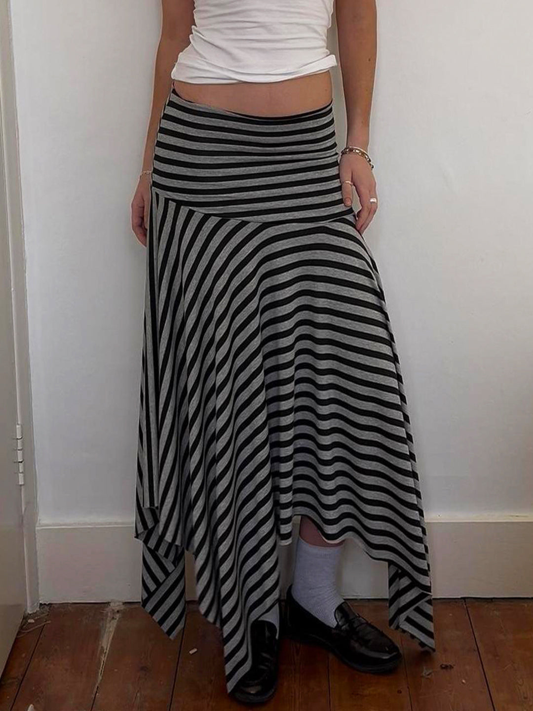 Samayah Grey Striped Skirt