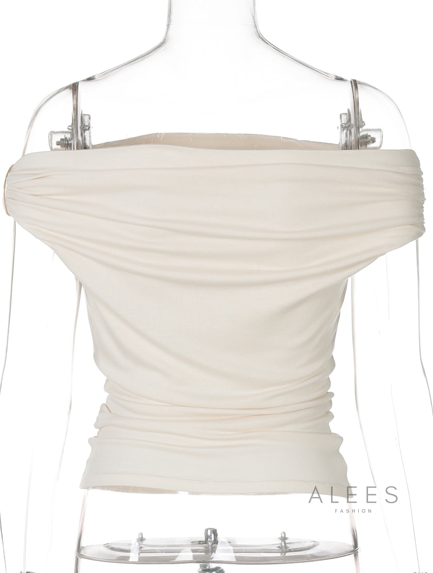 Tinslee Ruched Off-Shoulder Crop Top