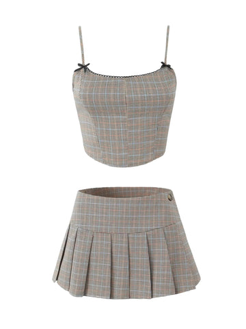 Ixchel Crop Top & Pleated Mini Skirt Set