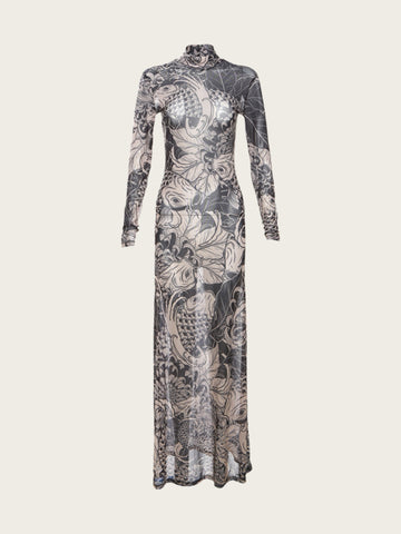 Lainee Printed Mesh Maxi Dress