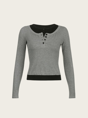 Paislee Ribbed Long Sleeve Top