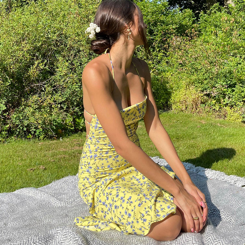 Jaya Floral Backless Midi Dress Alees Fashion aleesfashion.com