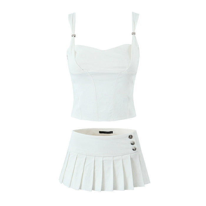 Kior Pleated Mini Skirt Set Alees Fashion aleesfashion.com